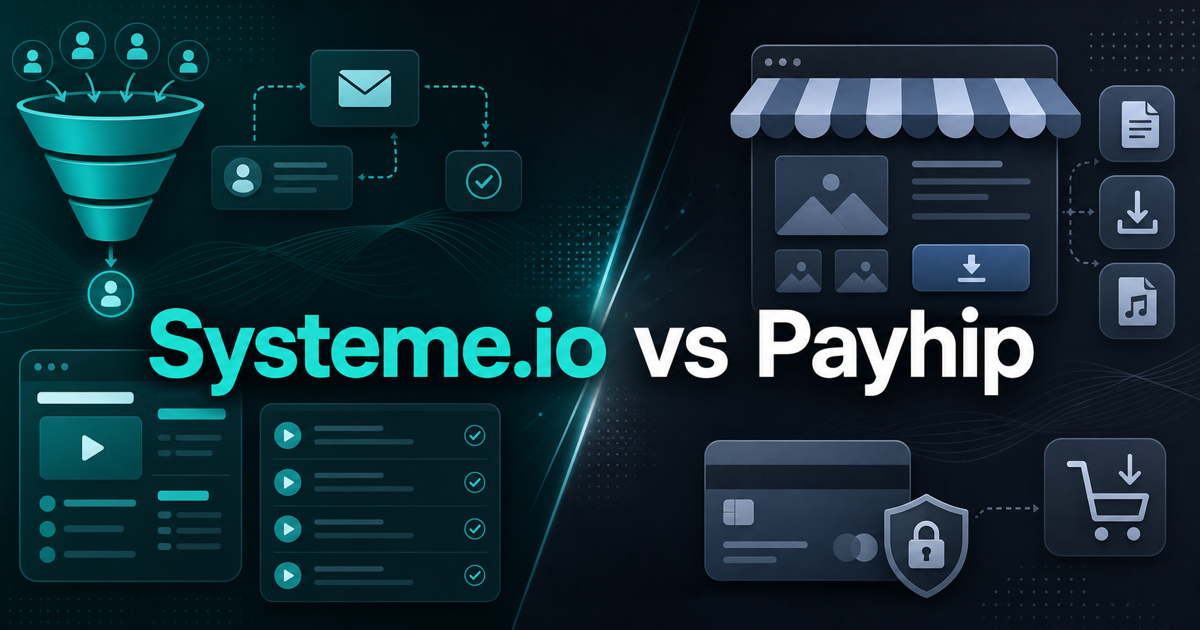 Systeme.io vs Payhip 2026 comparison cover image